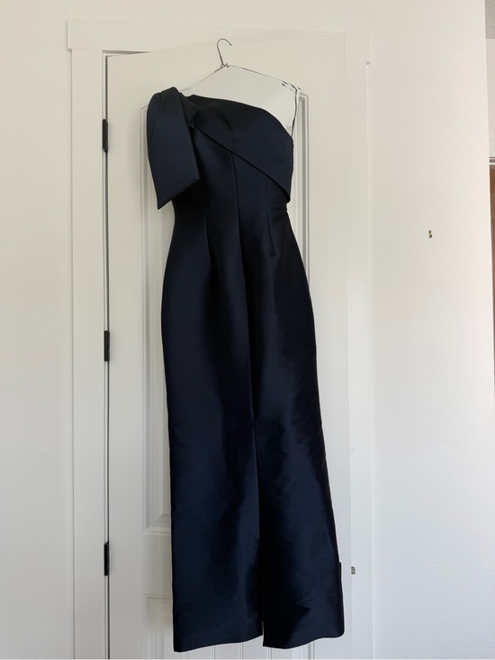 Sachin + Babi Dresses & Skirts - Sachin + Babi One-Shoulder Midnight Navy Gown with Shoulder Bow